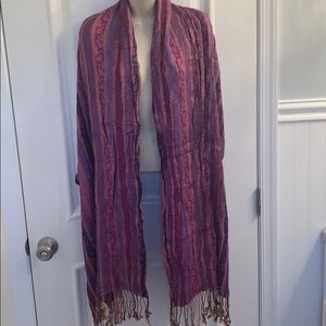 Oversized Scarf Multicolored Fringe Tassel Detail